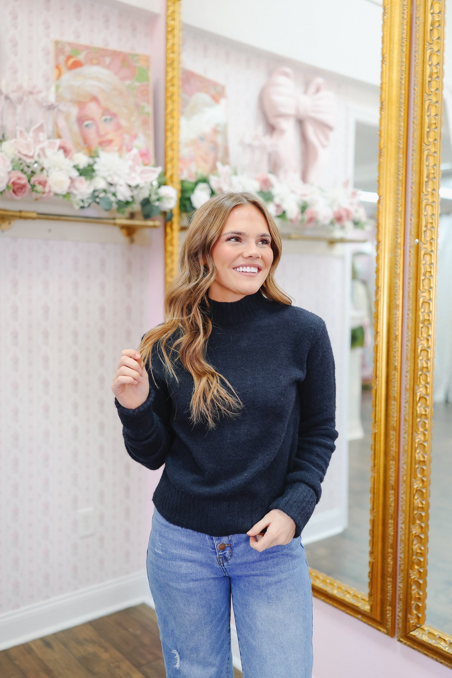 Erica Mock Neck Sweater - Black