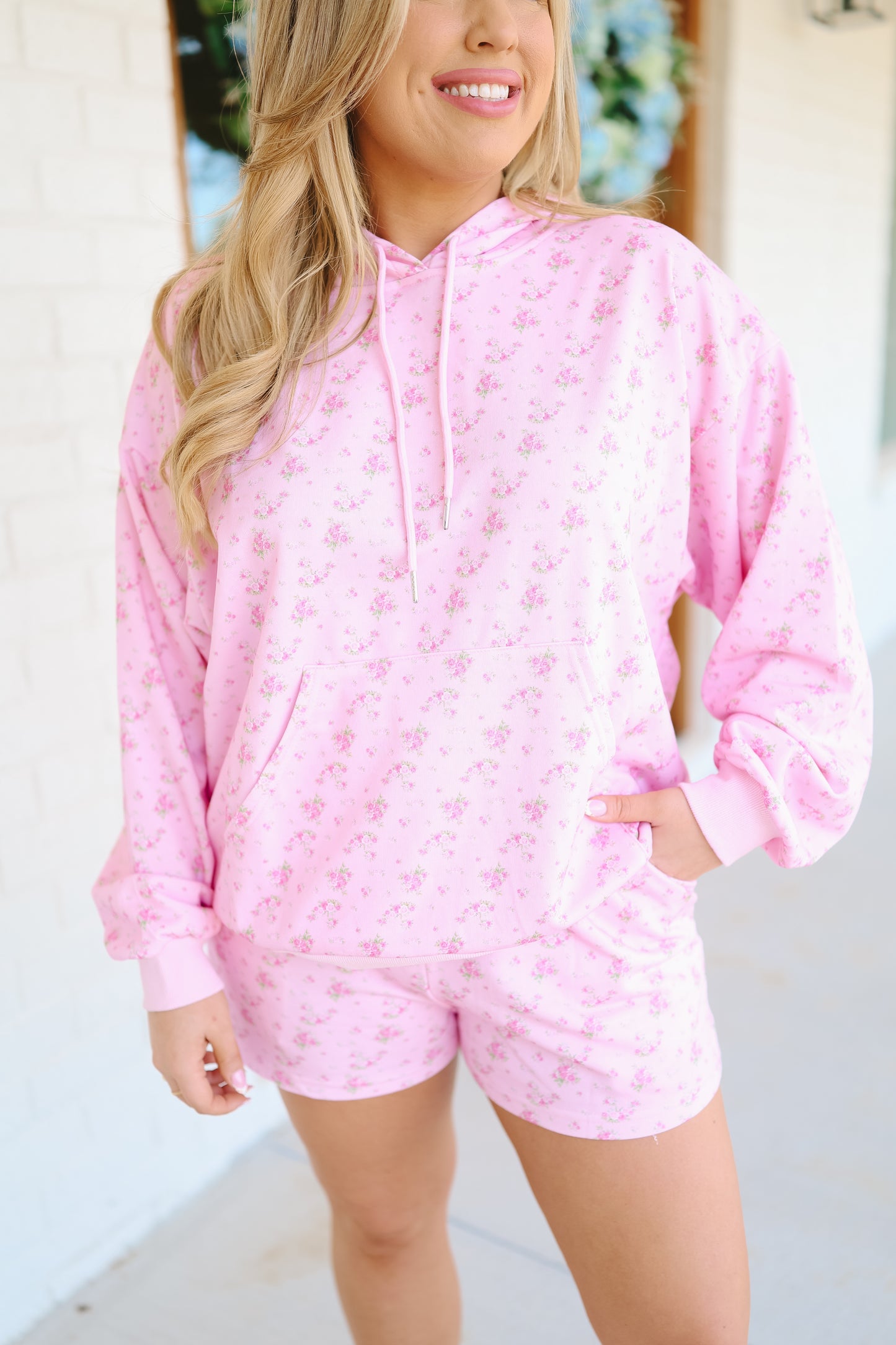 Kris Ditsy Floral Short Set - Pink