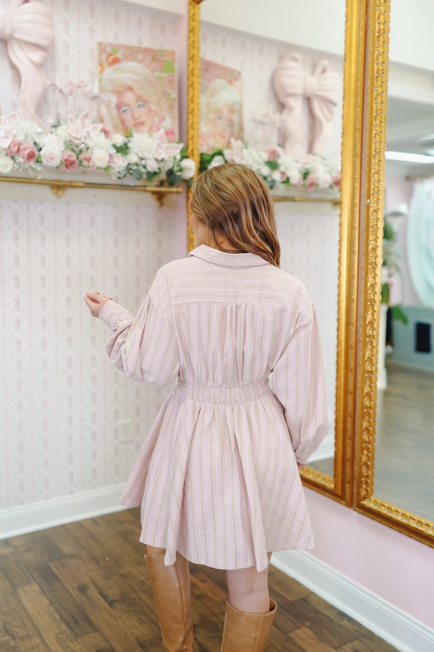 Jody Striped Button Mini Dress - Blush Multi