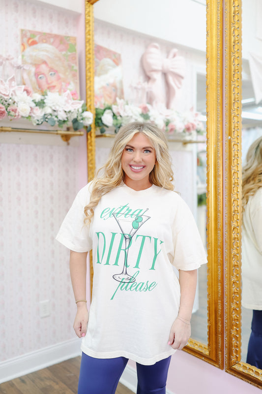 Extra Dirty Martini Please Graphic Tee - Ivory