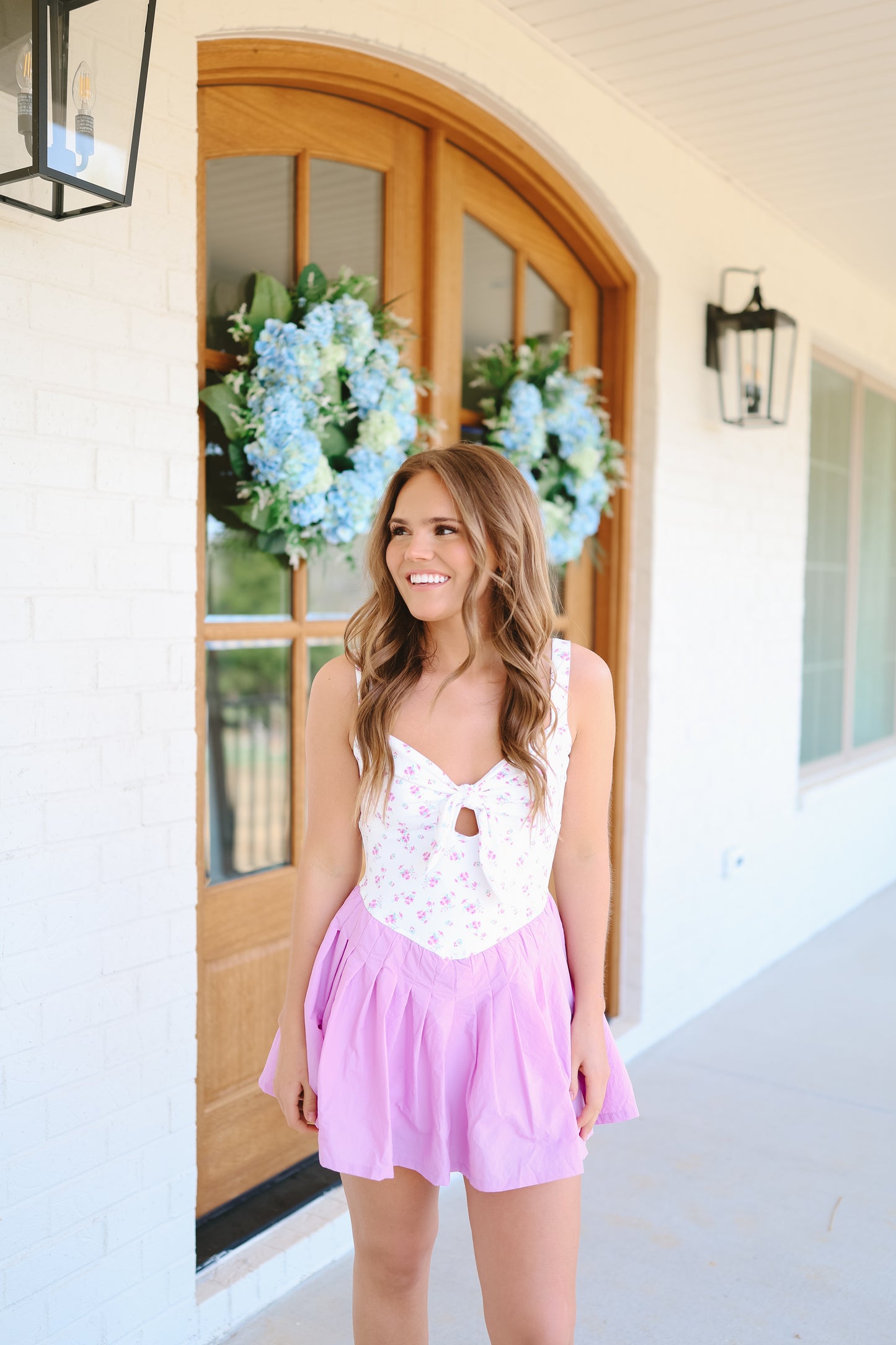 Alisa Floral Bow Romper - Lavender