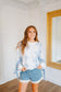 Aviana Vintage Floral Lace Patchwork Pullover - Blue