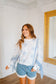Aviana Vintage Floral Lace Patchwork Pullover - Blue