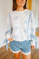 Aviana Vintage Floral Lace Patchwork Pullover - Blue