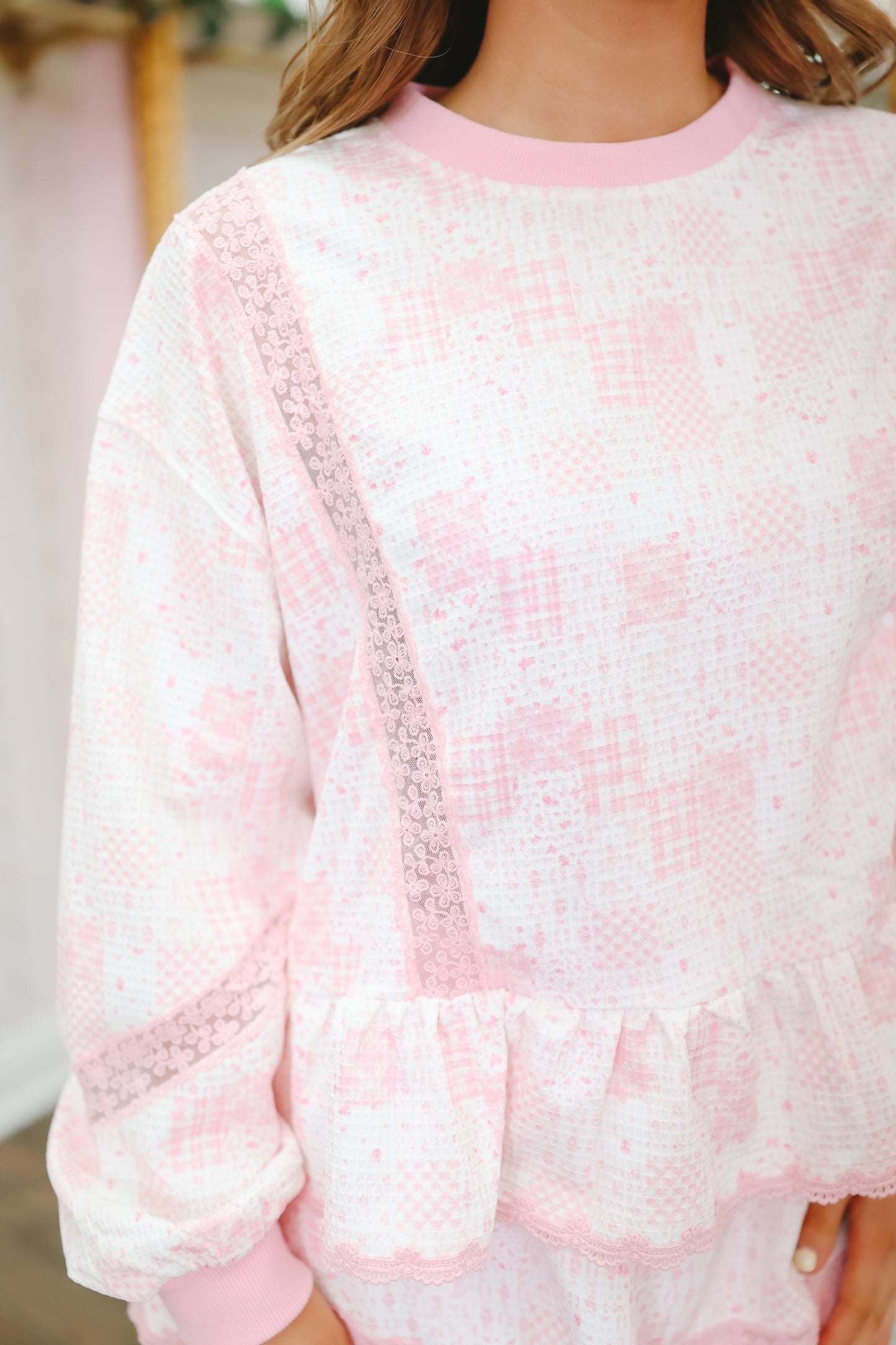 Eliana Lace Trim Skort Set - Pink