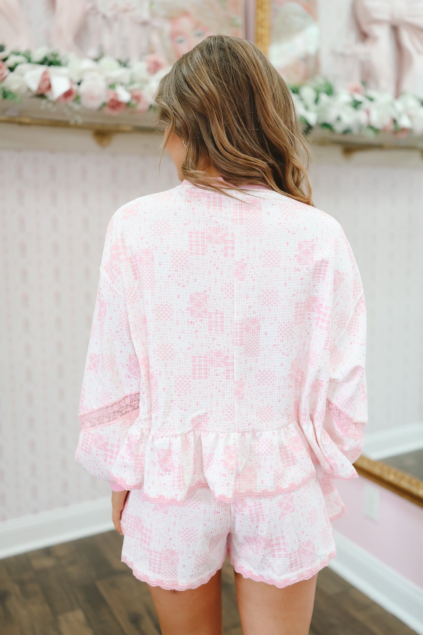 Eliana Lace Trim Skort Set - Pink