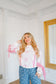 Aviana Vintage Floral Lace Patchwork Pullover - Pink
