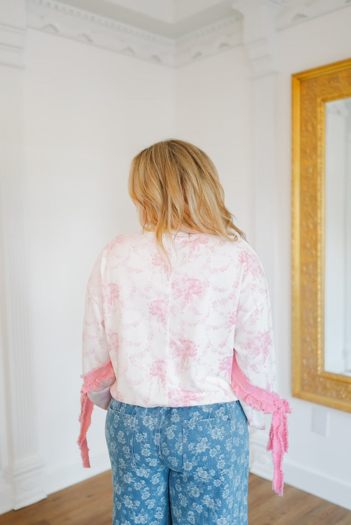 Aviana Vintage Floral Lace Patchwork Pullover - Pink