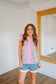 Celeste Striped Floral Print Ruffle Sleeve Top - Pink