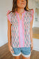 Celeste Striped Floral Print Ruffle Sleeve Top - Pink