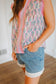 Celeste Striped Floral Print Ruffle Sleeve Top - Pink