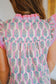 Celeste Striped Floral Print Ruffle Sleeve Top - Pink