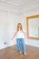 Kristen Bubble Sleeve Pleated Top - Off White