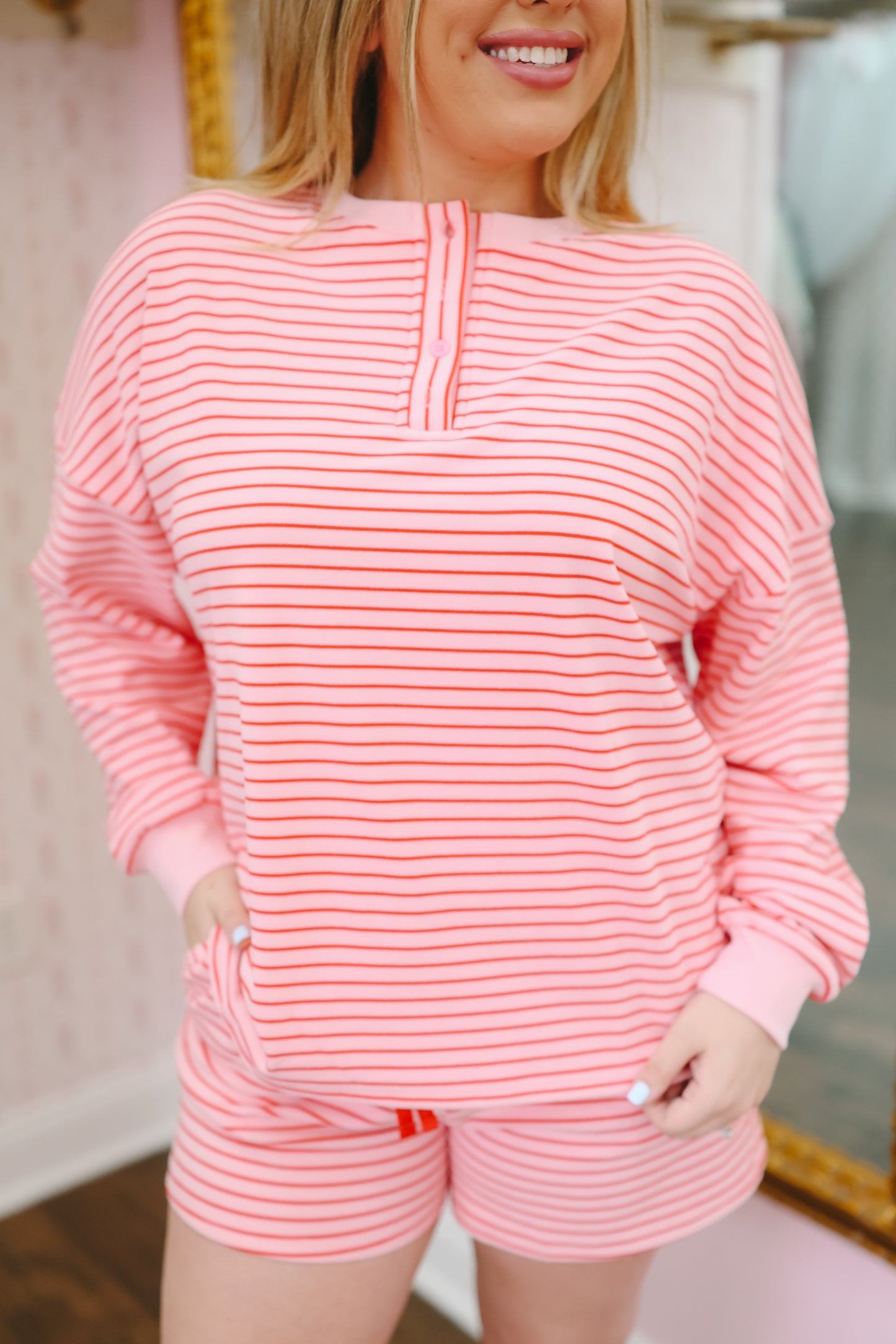 Linda Striped Set - Pink/Red