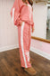 Arabella Embroidered Bow Lace Lounge Pants - Dark Pink