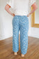 Edith Floral Print Elastic Waist Barrel Jeans - Medium Wash