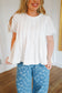 Kristen Bubble Sleeve Pleated Top - Off White