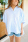 Katherine Button Down Gingham Oversized Top - Blue