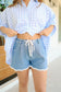 Daisy Trim Denim Shorts - Medium Wash