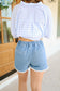 Daisy Trim Denim Shorts - Medium Wash