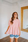 Kristen Bubble Sleeve Pleated Top - Dusty Blush