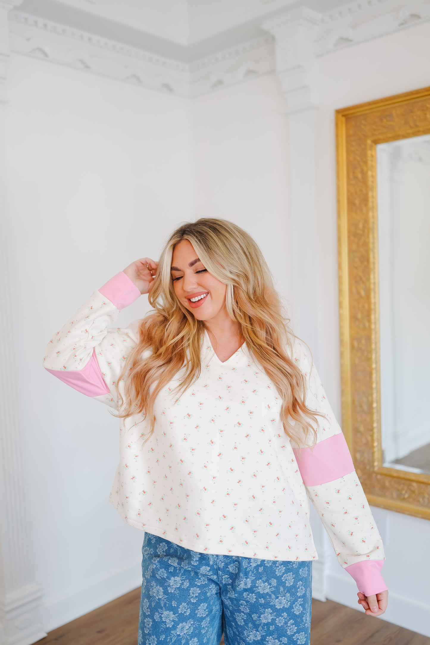 Kimmie Floral Collared Top - Pink
