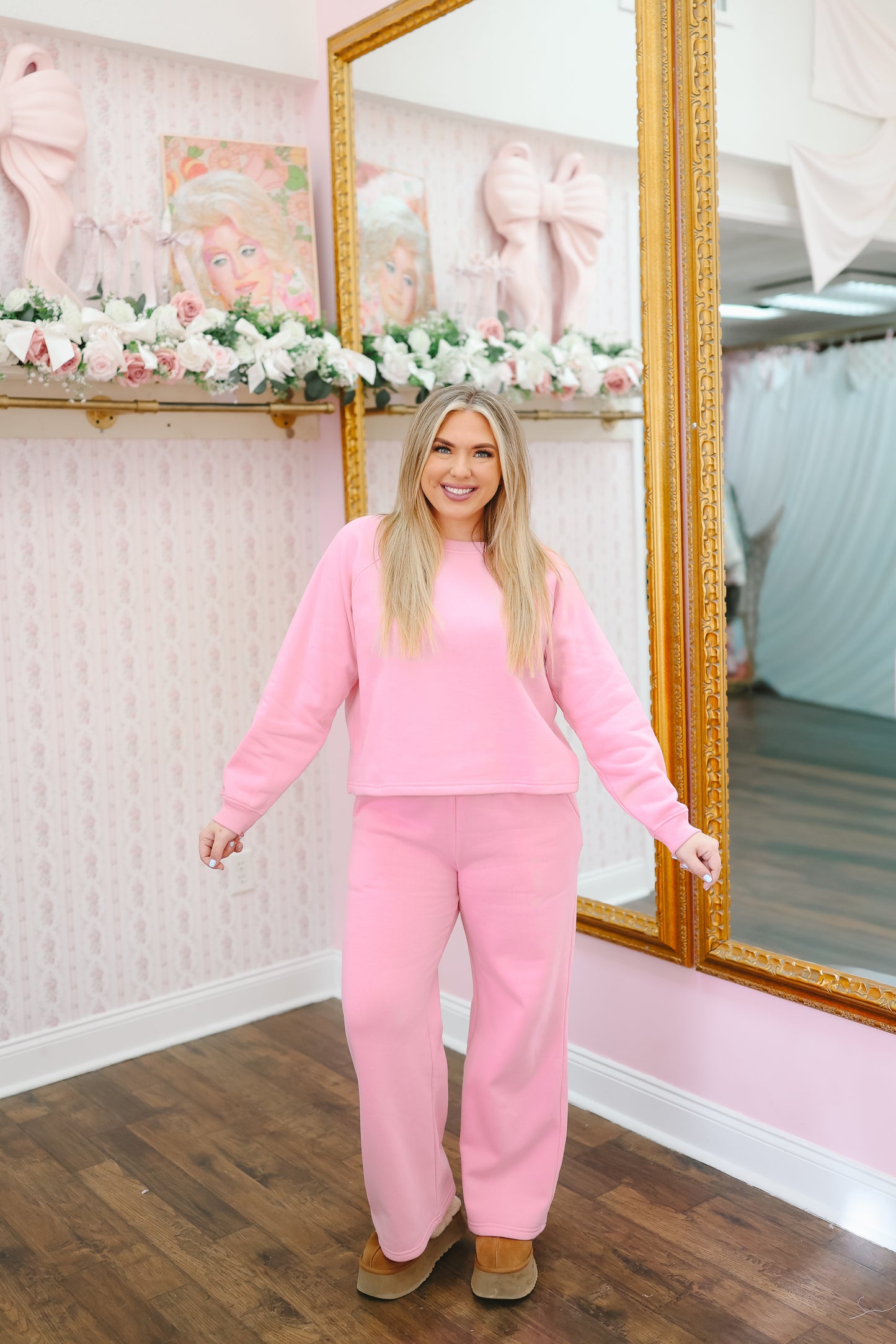 Raegan Raglan Pullover & Pants Set - Pink