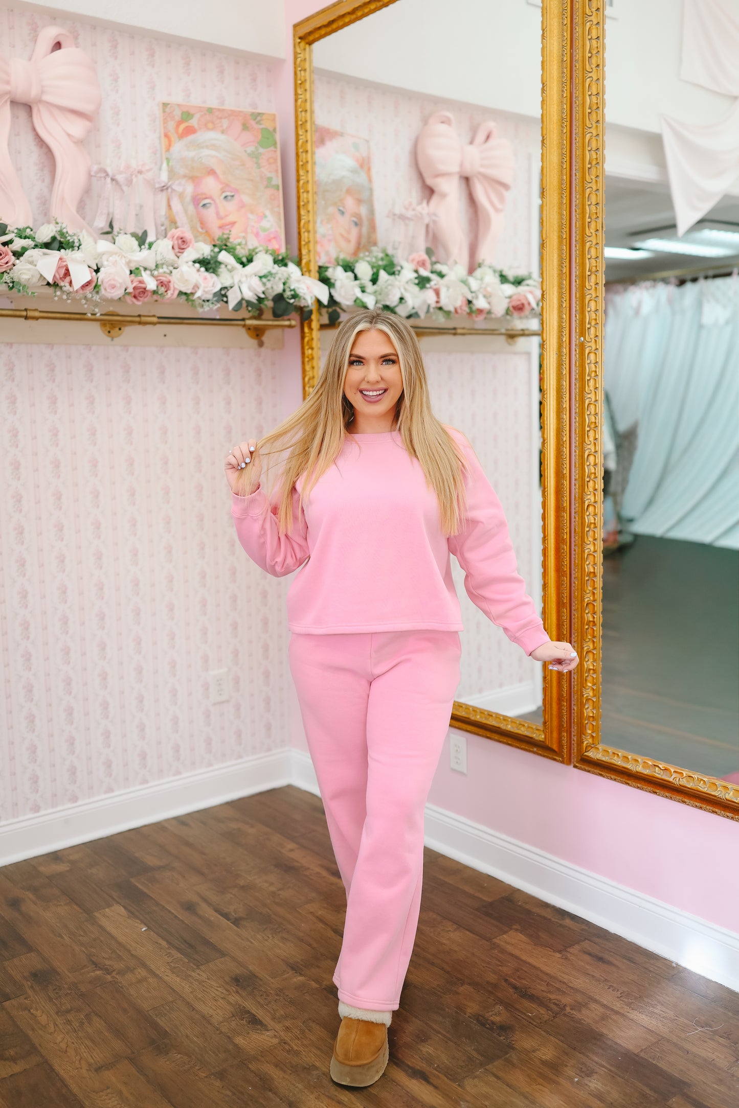 Raegan Raglan Pullover & Pants Set - Pink