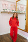 Raegan Raglan Pullover & Pants Set - Red