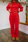 Raegan Raglan Pullover & Pants Set - Red