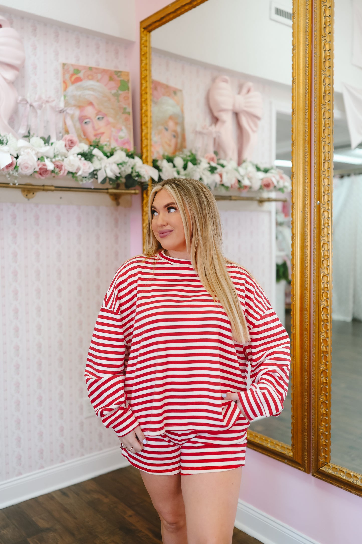 Amara Striped Set - Red/White