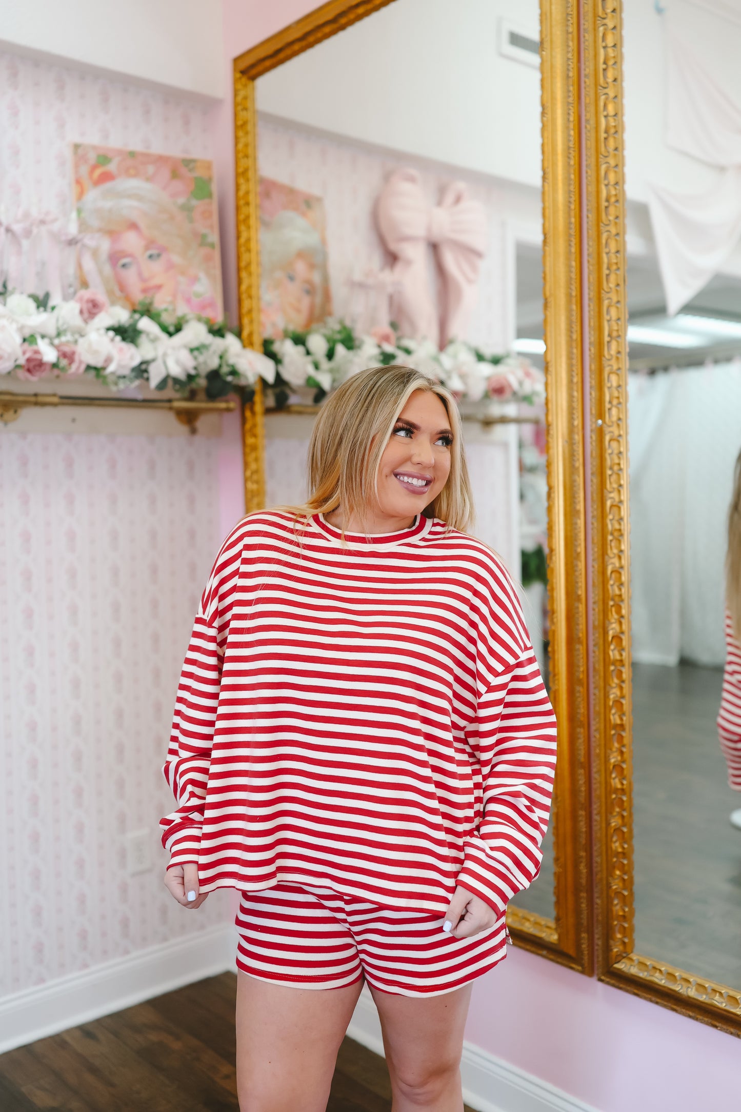 Amara Striped Set - Red/White