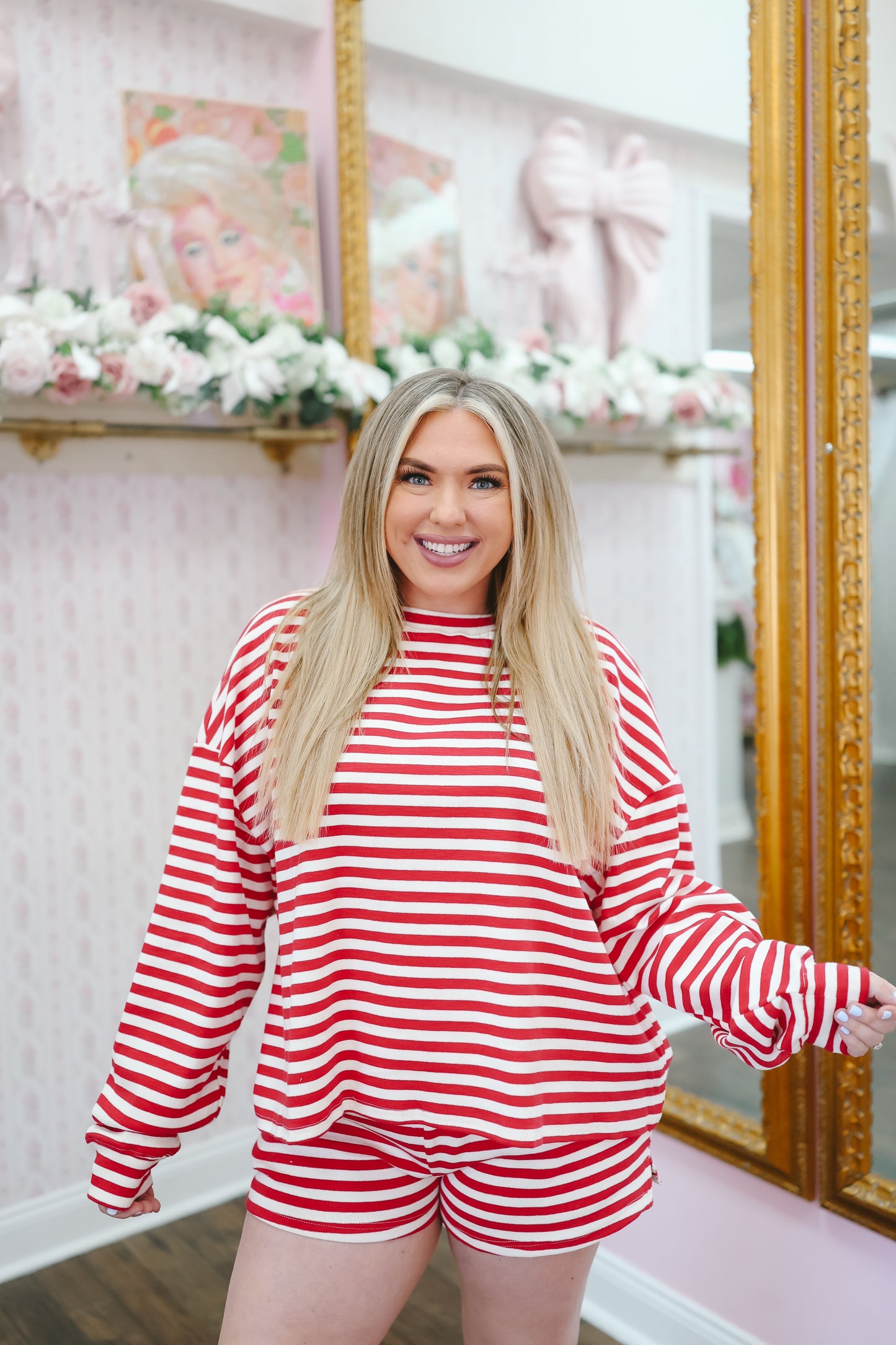 Amara Striped Set - Red/White