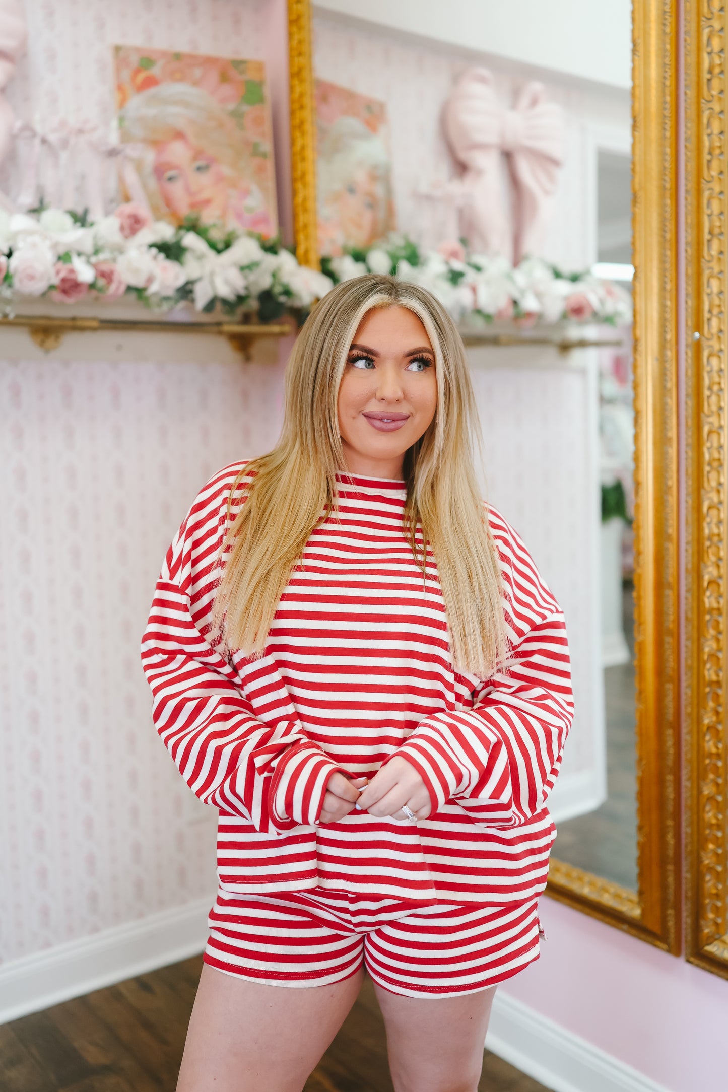 Amara Striped Set - Red/White