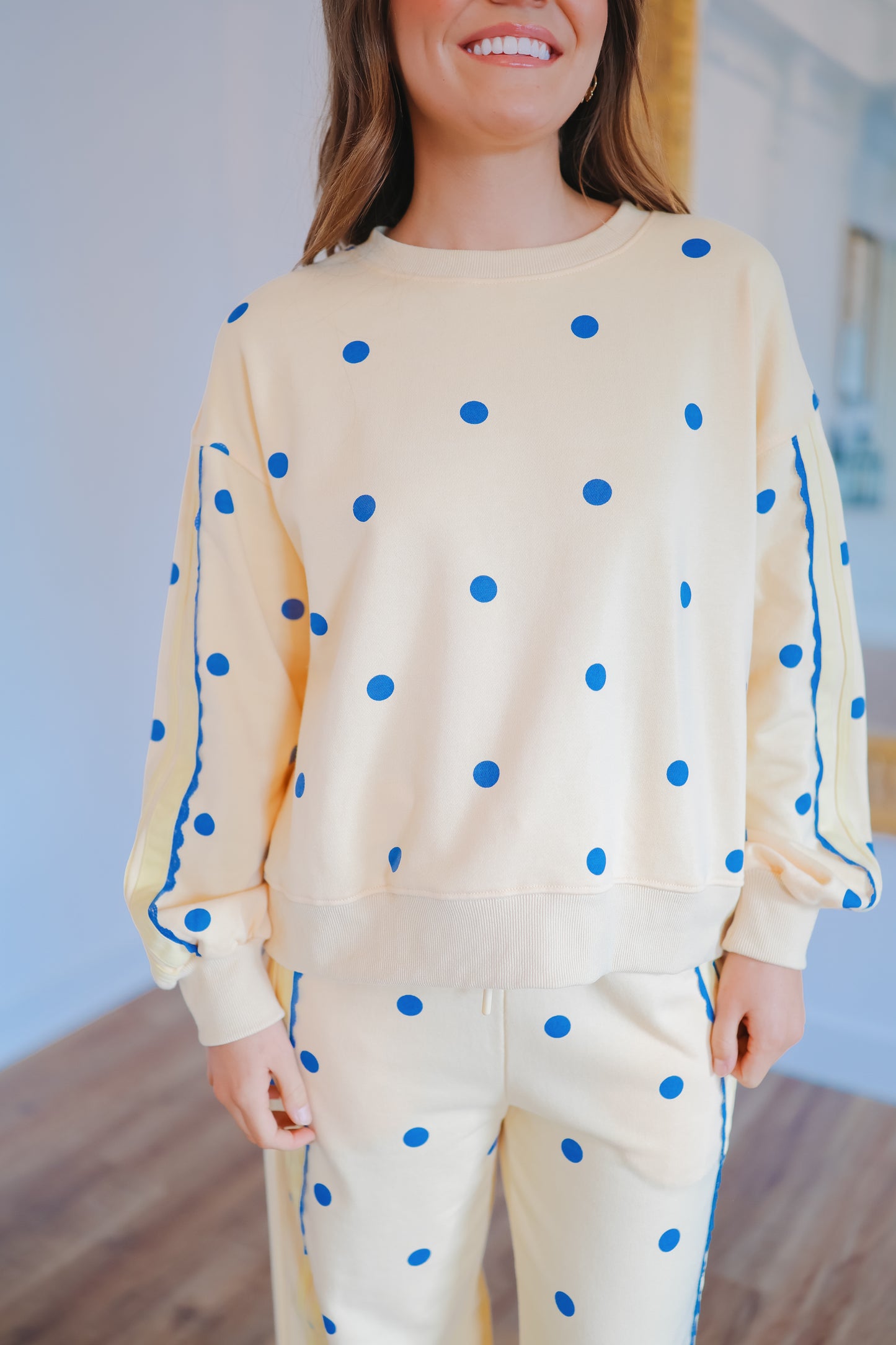 Willa Polka Dot Pant Set - Yellow/Blue