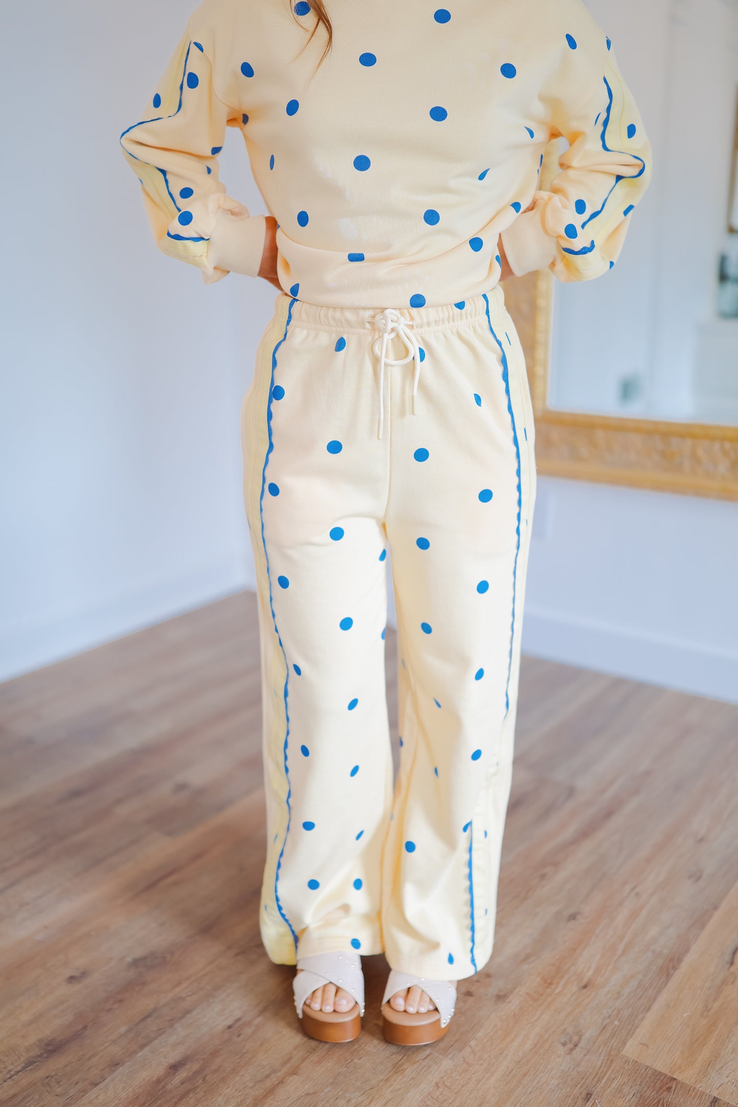 Willa Polka Dot Pant Set - Yellow/Blue