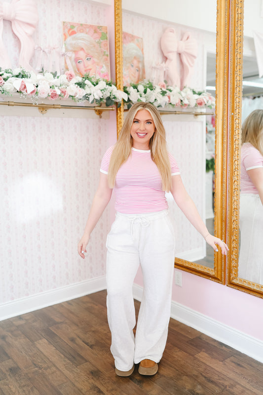 Layla Striped Top - Candy Pink