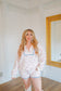 Ann Marie Floral Quilted Half-Zip Short Set - Cream/Pink