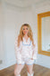 Ann Marie Floral Quilted Half-Zip Short Set - Cream/Pink