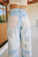 Blossom Darling Patchwork Denim Pants - Light Wash