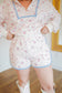 Ann Marie Floral Quilted Half-Zip Short Set - Cream/Pink