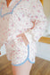 Ann Marie Floral Quilted Half-Zip Short Set - Cream/Pink