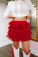 Delilah Tiered Lace Scallop Skort - Red