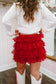 Delilah Tiered Lace Scallop Skort - Red