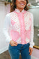 Elaine Quilted Floral Heart Pocket Vest - Cream/Pink