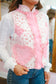 Elaine Quilted Floral Heart Pocket Vest - Cream/Pink