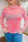 Tarah Striped Mock Neck Top - Red/White