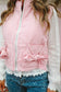 Shawn Gingham Bow Puffer Vest - Pink