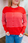 Christie Striped Button Down Cardigan - Red/Pink