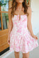 Maura Ribbon Print Tie Strap Dress - Pink